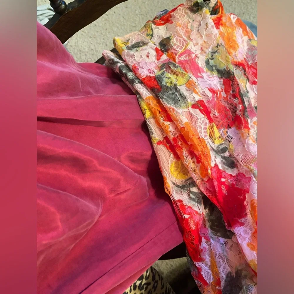 For Love & Lemons Dascha Puff Sleeve Mini Dress Light Pink Floral Lace Large NWT - Picture 12 of 16